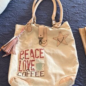 Peace Love Coffee Canvas Tote Bag